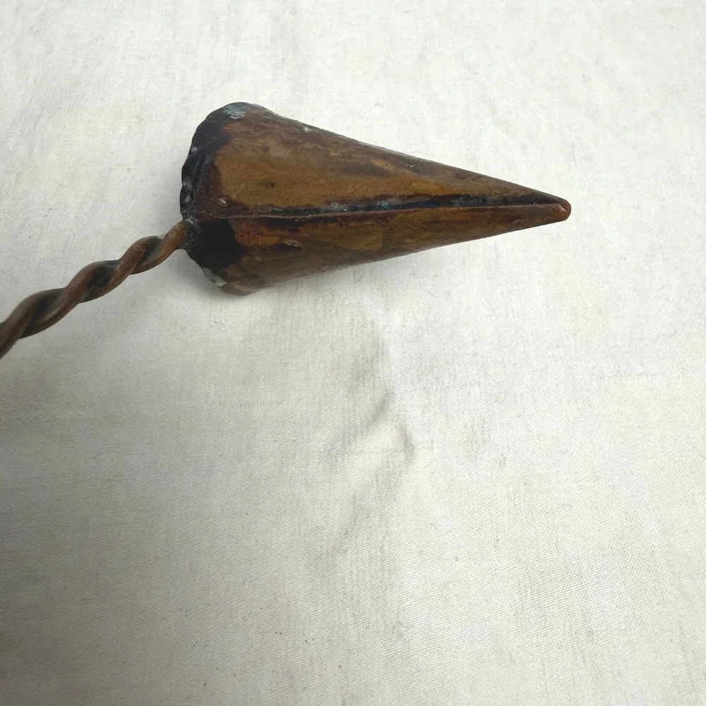 VTG Hand Forged Copper Candle Snuffer Hand-Twisted Wire Handle Cone Extinguisher